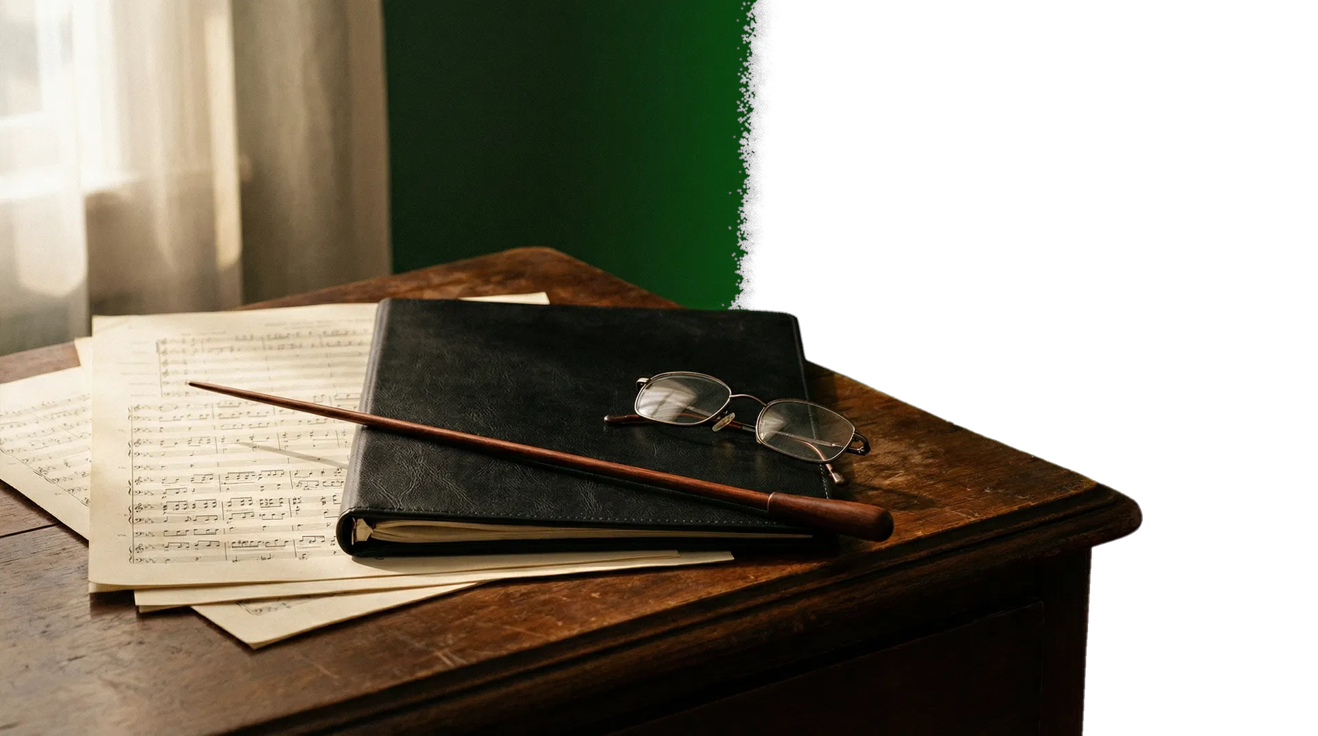 Sheet music and still life composition